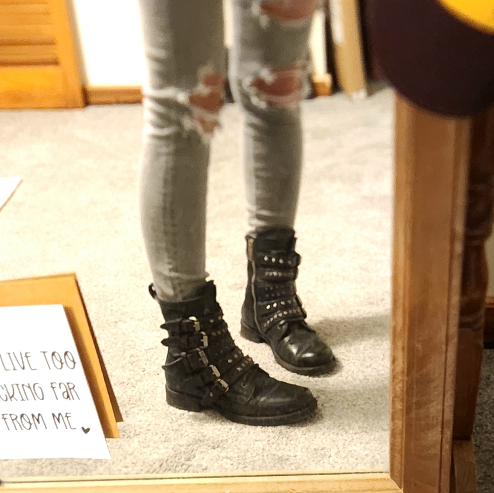 Rare Discontinued AS98 Black Studded Buckle Boots Size 38 EUC - Picture 7 of 11